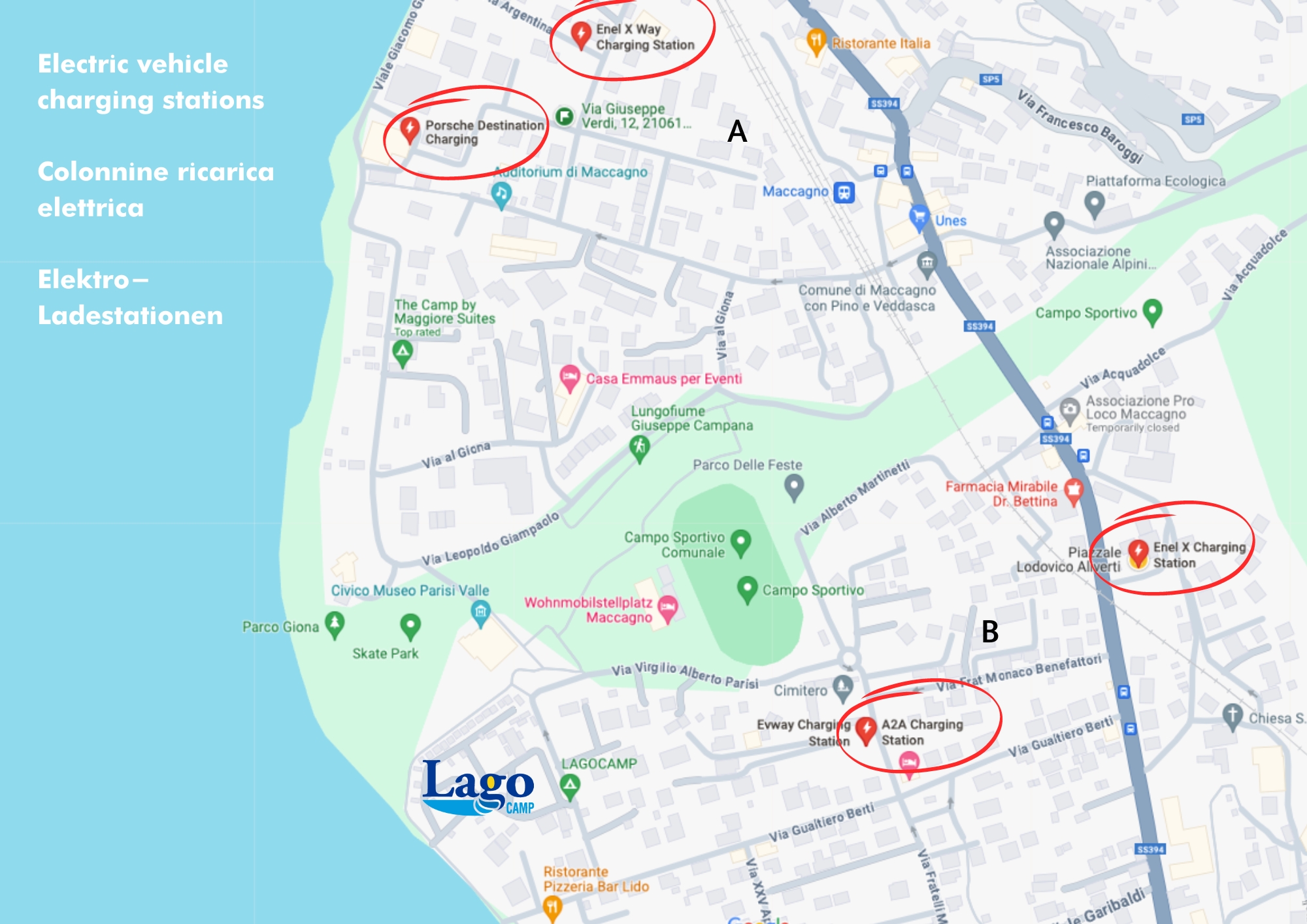 Elektro Ladestationen - Electric Charging Stations Maccagno 2024